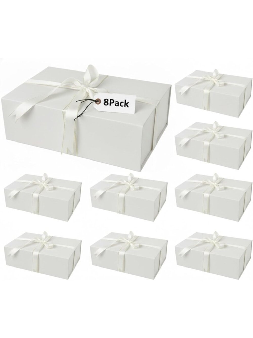 YINUOYOUJIA 8 Pack Large White Gift Box14x9x4.5 inches,Gift Boxes with Magnetic